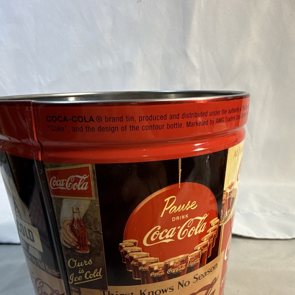 Coca-Cola Vintage Ads Collage Tin Canister w/ Lid, Red Multicolor Soda Repro - Picture 10 of 12
